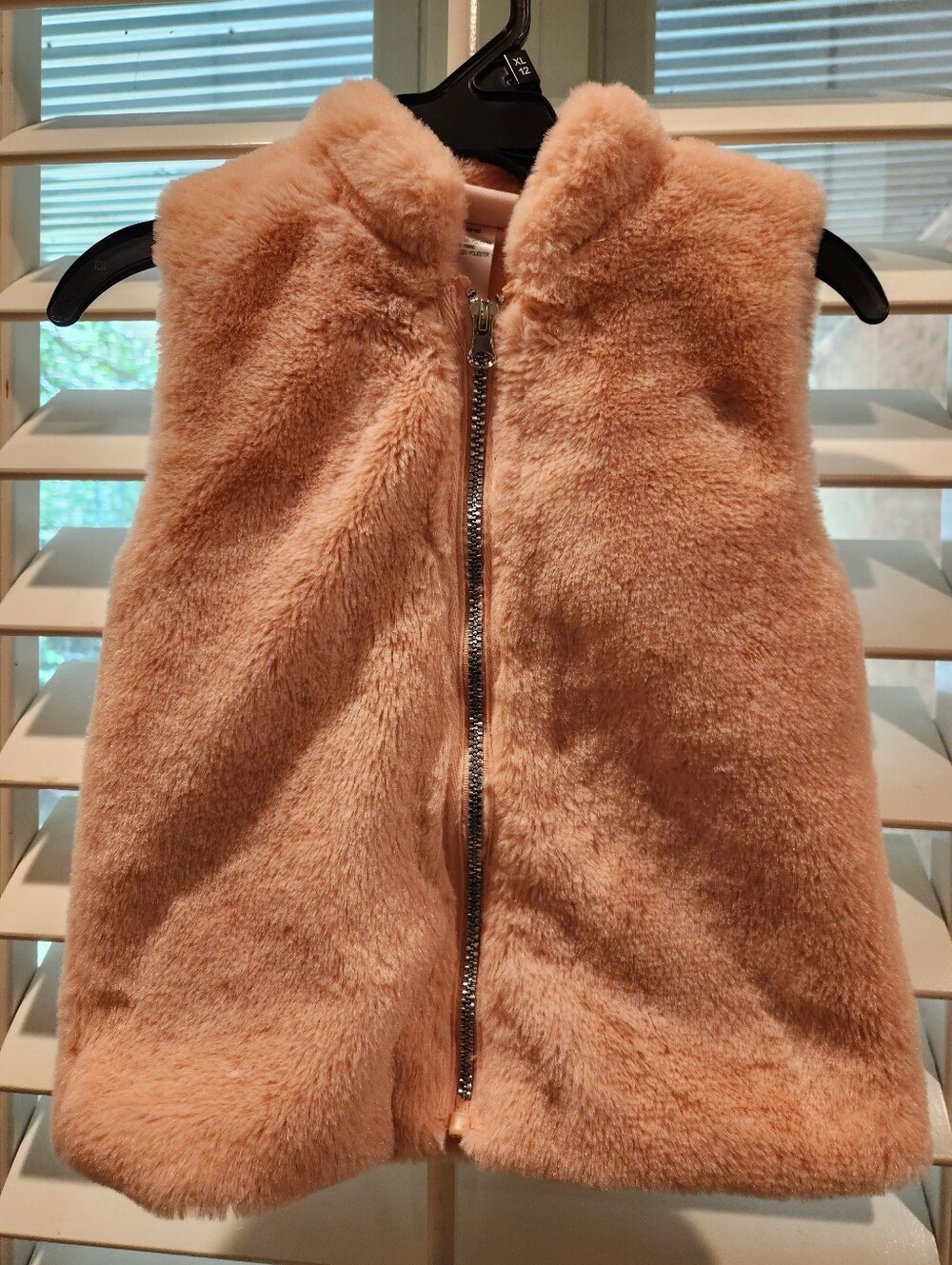 Little Lass Girl's Plush Faux-Fur Zip Vest - Peach, Size 3T